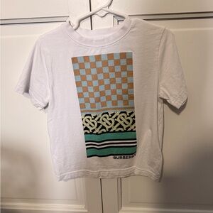 Burberry Kids White and Beige Checkered Tee